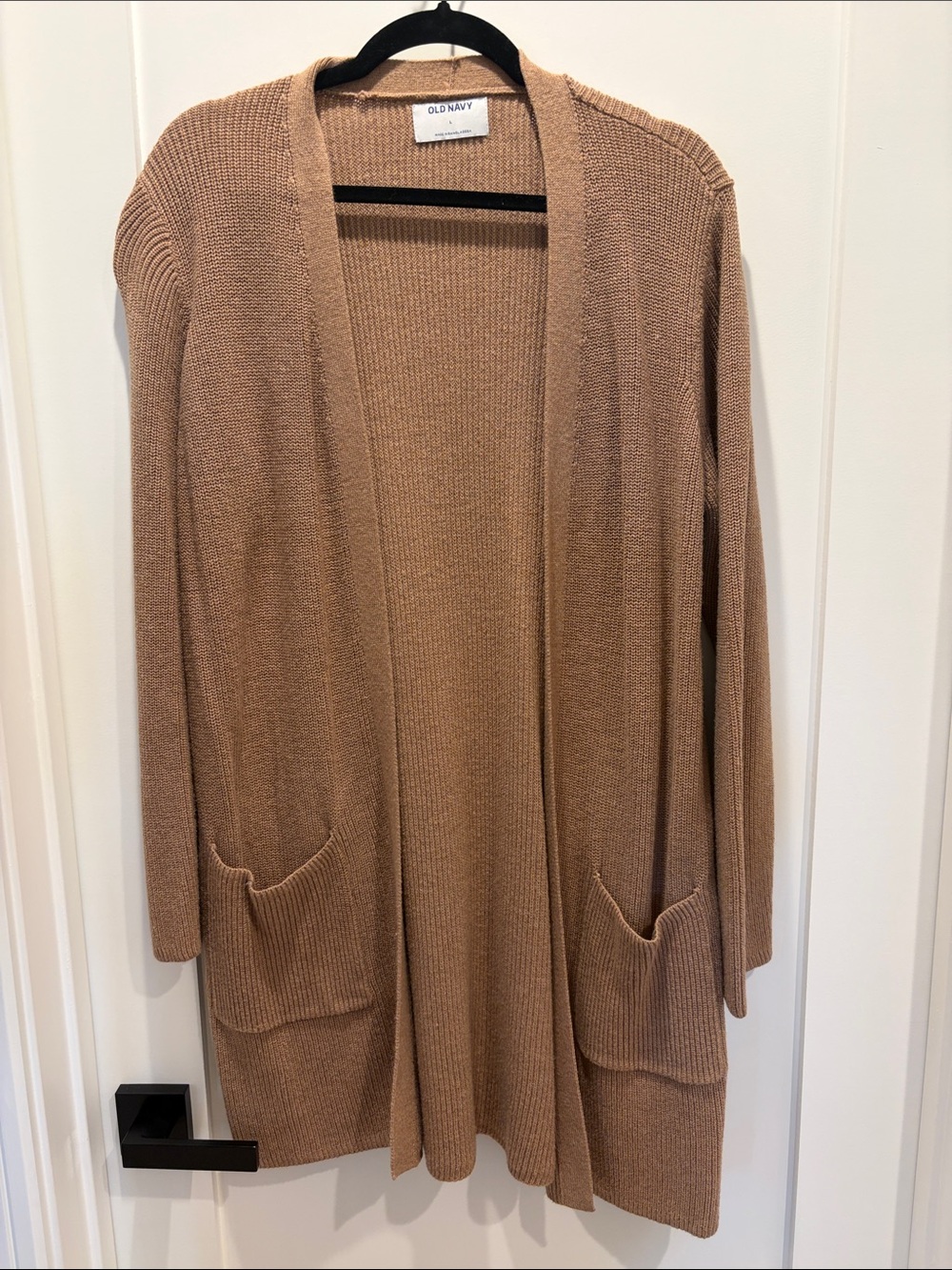 Old Navy Women's Long Line Mocha Brown Ribbed Open-Front Cardigan